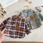 【73-120cm】トップス 男の子 ペット柄 暖かい チェック - 画像 (6)