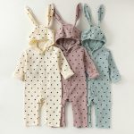 【66-90cm】ロンパース ベビー ウサギ ドット