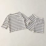 【80-130cm】セットアップ キッズ カジュアル ボーダー - 画像 (9)