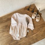 【66-90cm】ロンパース ベビー ワッフル 切替 - 画像 (3)
