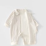 【59-80cm】ロンパース ベビー ストライプ ポケット付き - 画像 (5)