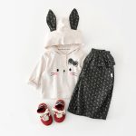 【73-120cm】トップスorパンツ 女の子 可愛い 帽子付き ネコ