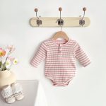 【66-90cm】ロンパース ベビー 長袖 ボーダー カジュアル - 画像 (4)