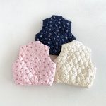 【80-130cm】ベスト 女の子 フラワー柄 暖かい - 画像 (15)