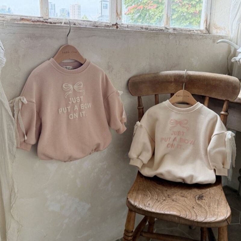 48e891d49685dfae55b6f6c96b7c2e30.jpg 【66-90cm】ロンパース ベビー 韓国風 蝶結び - 画像 (1)