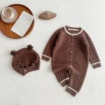 【66-90cm】ロンパース＆帽子 ベビー ボンボン ニット くま - 画像 (4)