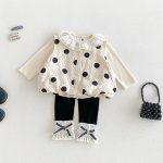 【73-100cm】トップスorパンツ ベージュ ドット - 画像 (3)