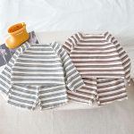 【80-130cm】セットアップ キッズ カジュアル ボーダー - 画像 (7)