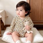 【予約販売】【66-90cm】長袖ロンパース ベビー 北欧風 総柄 - 画像 (16)