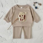 【66-100cm】スウェット＋パンツ 2点セットベビー ポップコーン 刺繍 - 画像 (4)
