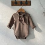 【66-90cm】長袖ロンパース ベビー リボン付き シンプル - 画像 (20)