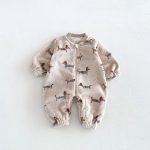 【66-90cm】ロンパース ベビー ドッグ柄 もこもこ - 画像 (3)