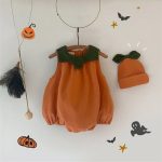 【66-90cm】ロンパース ベビー ハロウィン 帽子付き パンプキン - 画像 (2)