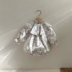 【66-90cm】ロンパース ベビー レトロ 小花柄 - 画像 (3)