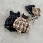 【66-90cm】ロンパースor帽子 ベビー 厚手 チェック - 画像 (2)