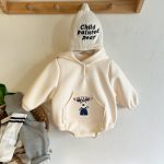 【66-90cm】ロンパース ベビー 帽子付き 暖かい ペット柄 - 画像 (6)