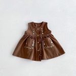 【73-110cm】シャツorワンピース 女の子 レトロ 刺繡 - 画像 (8)