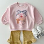 【100-160cm】トップス キッズ 蝶結び ケーキ プリント - 画像 (5)