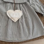 【90-140cm】ワンピース 女の子 ストライプ 襟付き ポケット付き - 画像 (7)