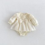 【66-90cm】ロンパース ベビー パフスリーブ 蝶結び - 画像 (4)