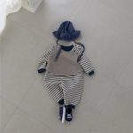 【66-90cm】ロンパース ベビー 暖かい ボーダー - 画像 (6)
