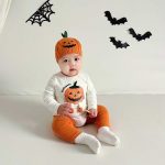 【66-90cm】ロンパース ベビー ハロウィン かぼちゃ柄 可愛い - 画像 (4)