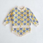 【66-100cm】カーディガンorロンパース ベビー ひまわり柄 ニット - 画像 (6)