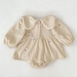 【66-130cm】ロンパースorワンピース ベビー 姉妹服 コーデュロイ フラワー - 画像 (9)