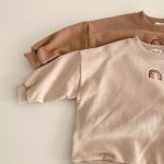 【66-90cm】長袖ロンパース ベビー 韓国風 虹柄 - 画像 (13)