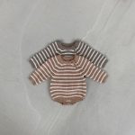 【66-90cm】ロンパース ベビー ボーダー ニット 暖かい - 画像 (6)