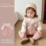 【66-90cm】ロンパース ベビー レイヤード ピンク花 - 画像 (2)