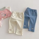 【80-120cm】デニムパンツ 女の子 リボン付き 無地 - 画像 (8)