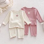 【73-100cm】セットアップ ベビー ハート リブ