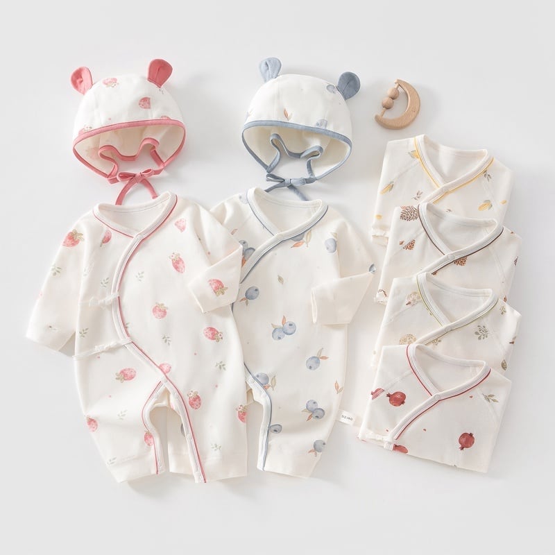 61361739a0a54af5a7d742f0e5f27a33.jpg 【52-66cm】ロンパース&帽子 ベビー 可愛い シンプル - 画像 (1)