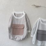 【66-90cm】ロンパース ベビー ボーダー 大容量ポケット付き - 画像 (13)