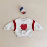 【73-100cm】トレーナー キッズ アップル柄 合わせやすい - 画像 (4)