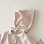 【66-90cm】オールインワンor帽子 ベビー 長袖ボーダー柄 ポケット - 画像 (7)