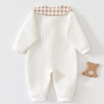 【59-90cm】ロンパース ベビー クマ柄 チェック襟 - 画像 (3)