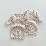 【66-90cm】長袖ロンパース ベビー ワッフル ナチュラル - 画像 (9)