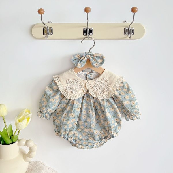 【66-90cm】ロンパース ベビー 花柄 プリンセス