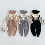 【66-90cm】セットアップ ベビー ワッフル ボーダー - 画像 (2)