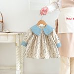 【90-140cm】ワンピース 女の子 フラワー柄 折り襟 - 画像 (9)