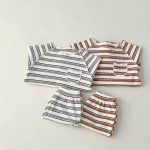 【80-130cm】セットアップ キッズ カジュアル ボーダー - 画像 (6)