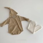 【80-90cm】ロンパース&帽子 ベビー ワッフル ボーダー - 画像 (6)
