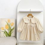 【66-130cm】ロンパースorワンピース ベビー 姉妹服 コーデュロイ フラワー - 画像 (4)