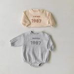 【66-90cm】ロンパース ベビー 数字 プリント ワッフル - 画像 (8)
