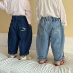 【80-150cm】ロングパンツ キッズ デニム カーブシルエット - 画像 (2)