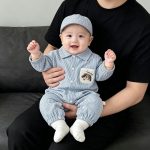 【66-90cm】ロンパース ベビー ストライプ ドッグロゴ - 画像 (11)