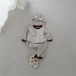 【66-90cm】ロンパース ベビー 暖かい ボーダー - 画像 (7)
