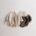 【66-90cm】ロンパース ベビー レトロ レース襟 花柄 - 画像 (3)